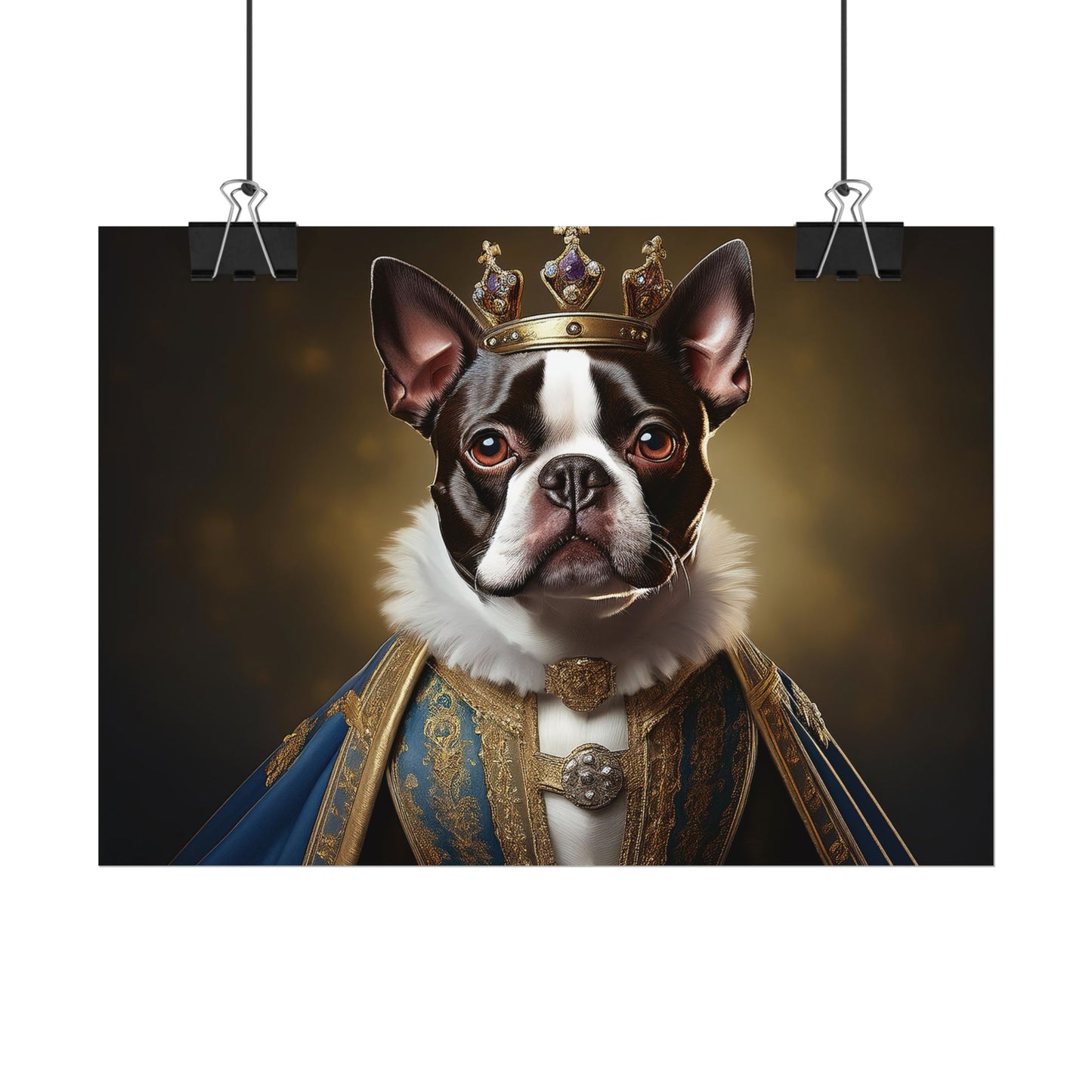 Boston Terrier Renaissance Dog Portrait Art Print, Wall Decor Gift, Animal Lover Home Decor, Dog Wall Art