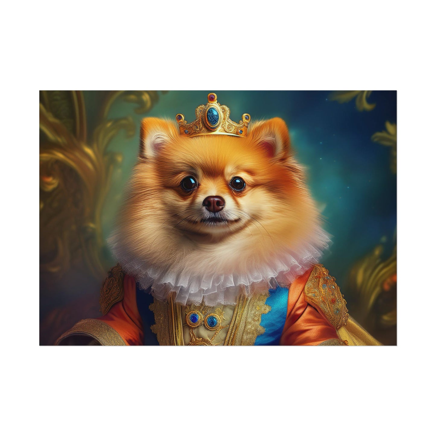 Pomeranian Renaissance Dog Portrait Art Print, Wall Decor Gift, Animal Lover Home Decor, Dog Wall Art