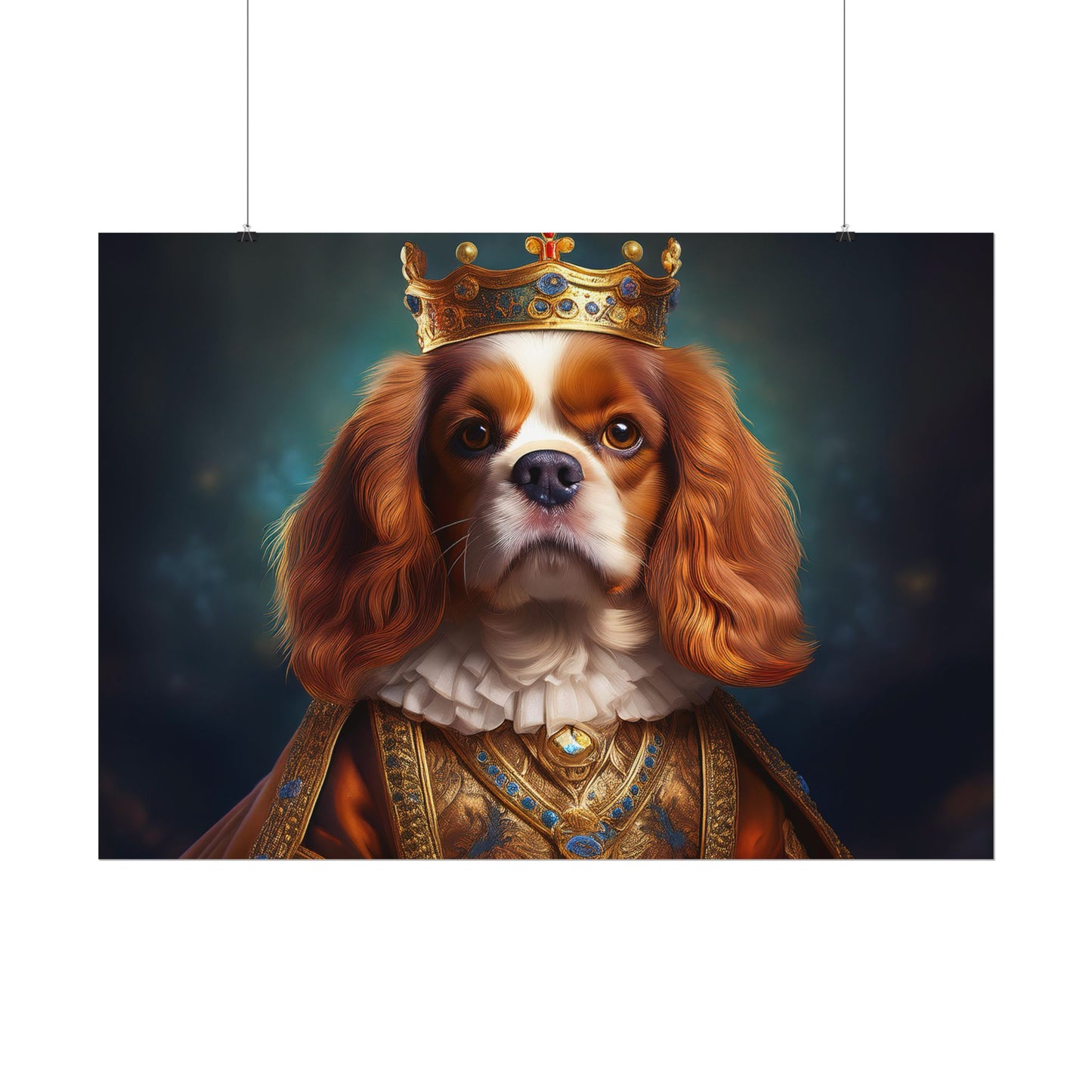 Cavalier King Charles Spaniel Art Pet Portrait Print, Renaissance, Wall Print, Wall Art