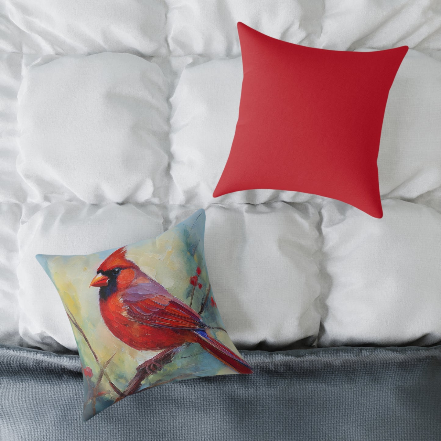 Vibrant Red Cardinal Pillow, Nature Decor, Home Accent, Gift for Bird Lovers, Cozy Living Room Cushion
