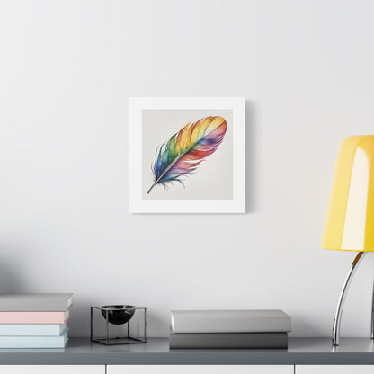 Rainbow Single Feather Watercolor Canvas Wall Art | Wall Print
