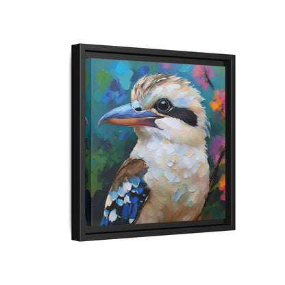 Kookaburra Australian Bird Oil Painting Framed Canvas Wall Art Print - Square Frame, Gallery Wrap, Bird Art, Home Decor, Gift for Bird