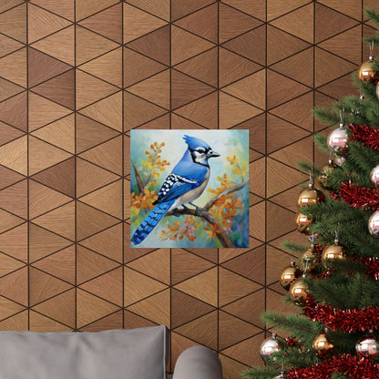 Blue Jay Bird Oil Painting Matte Print for Bird Lovers Home Decor, Giclée Print, Indoor Wall Art, Wall Print,