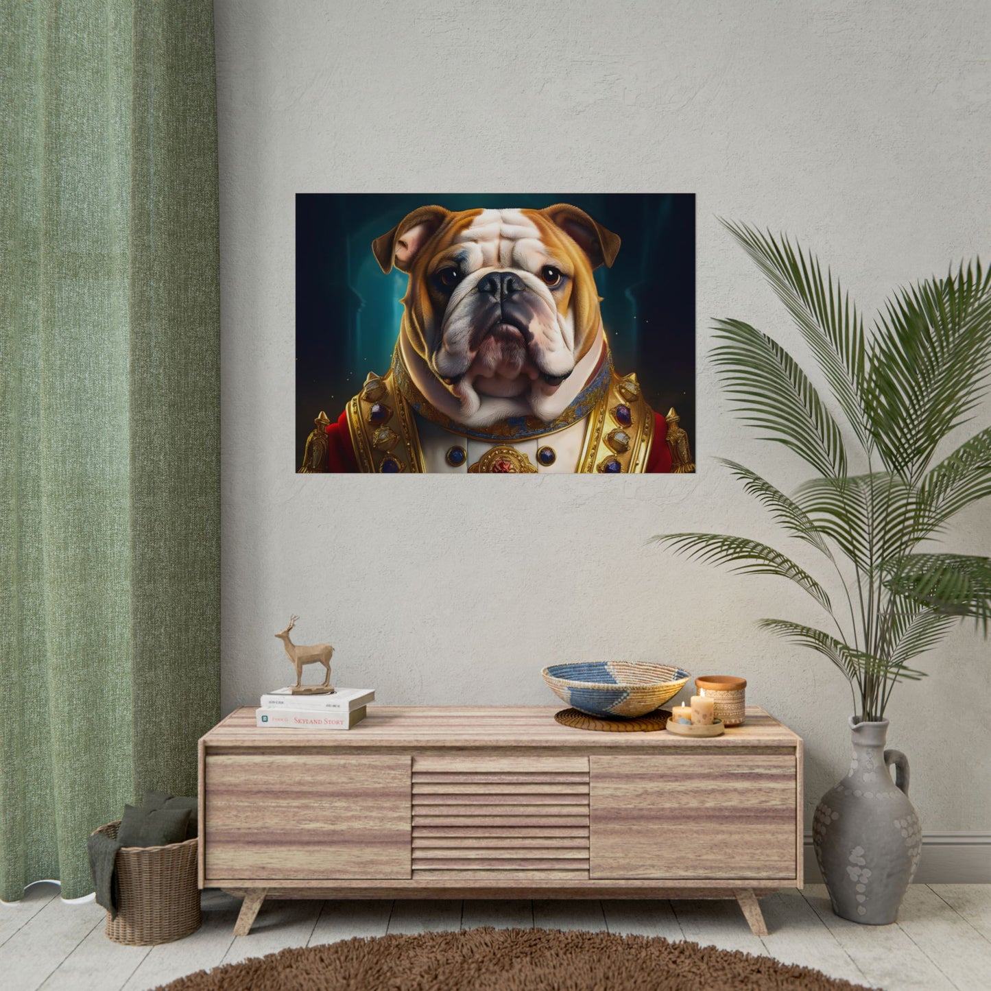 English Bulldog Renaissance  Dog Pet Portrait Print | Wall Art | Wall Print