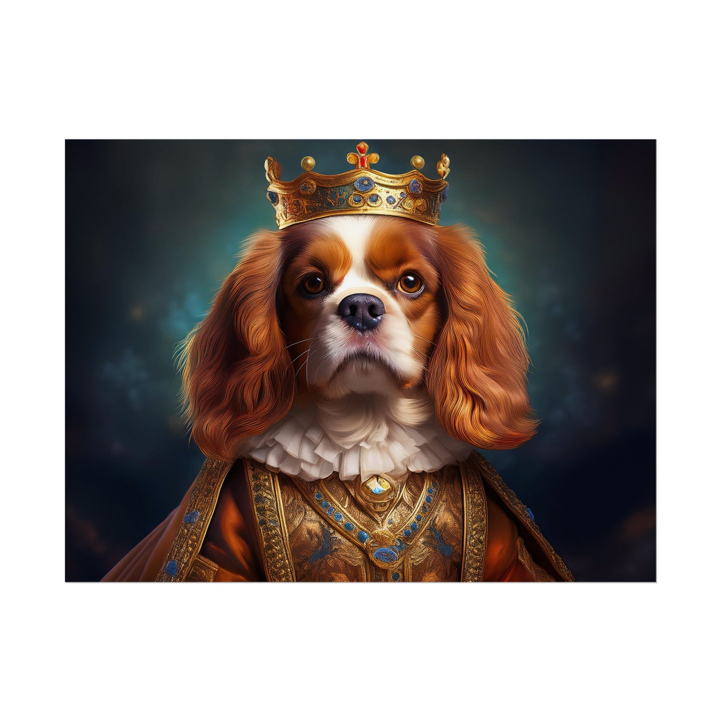 Cavalier King Charles Spaniel Art Pet Portrait Print, Renaissance, Wall Print, Wall Art