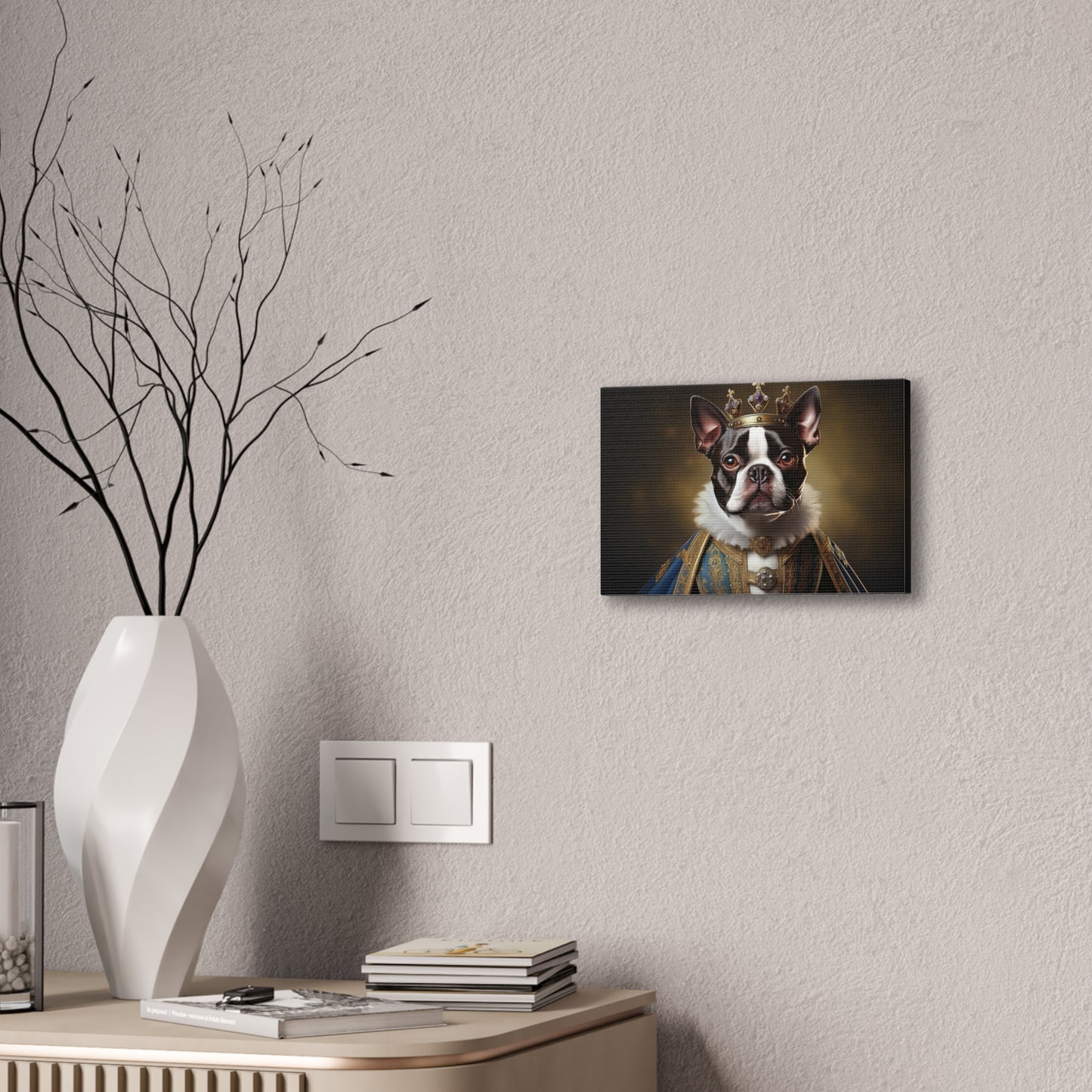 Boston Terrier Renaissance Pet Portrait on Canvas, wall print, wall art, dog portrait, dog art