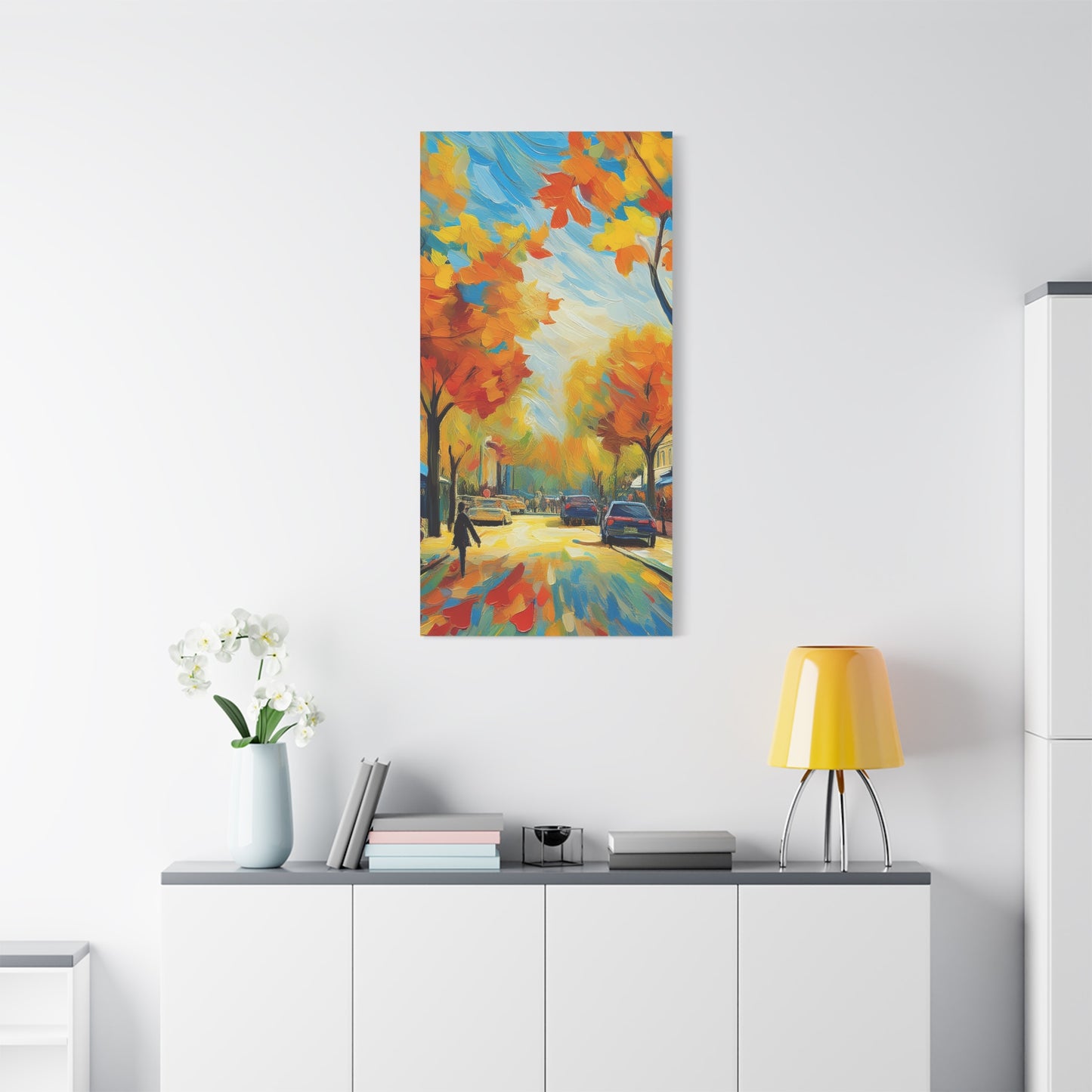 Fall Leaves In the City Painting Canvas Wall Art | Wall Art | Wall Print