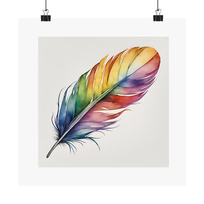 Rainbow Single Feather Watercolor Print | Wall Print | Wall Art