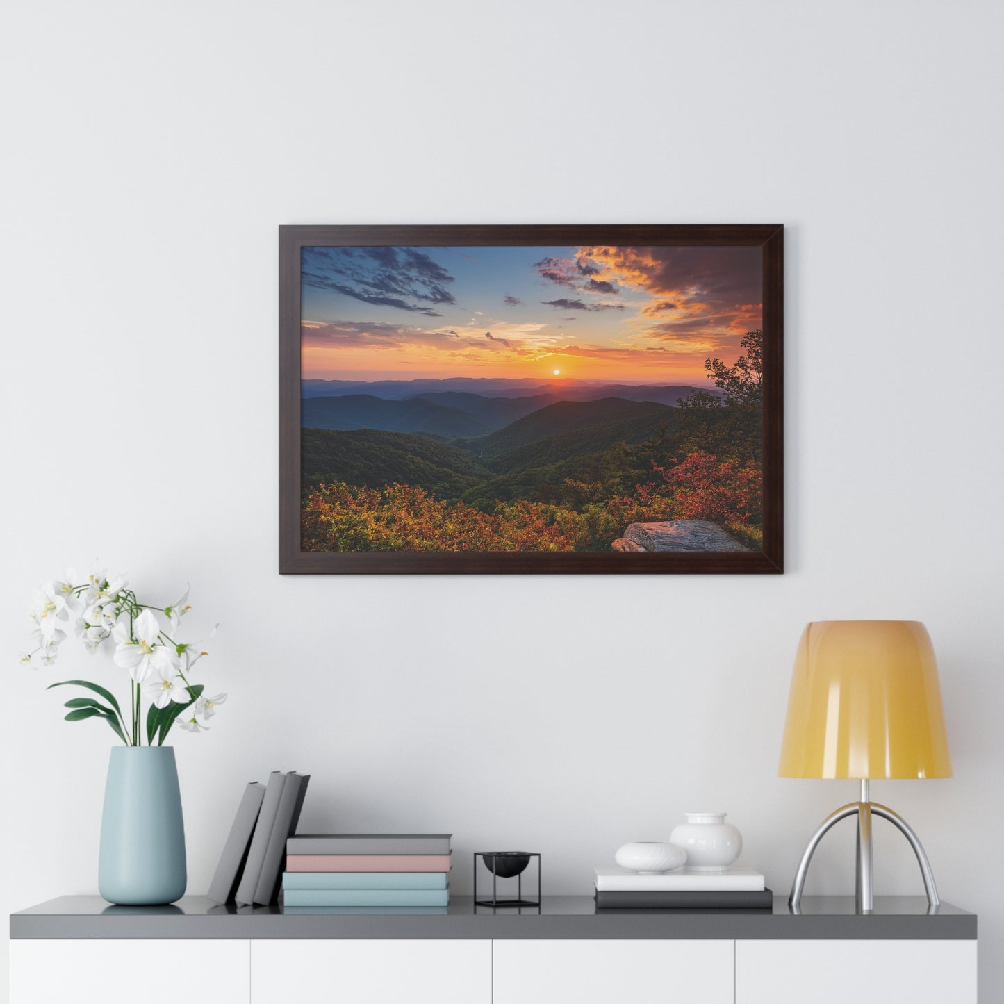 Sunset over Blue Ridge Mountains Fall Landscape Framed Print