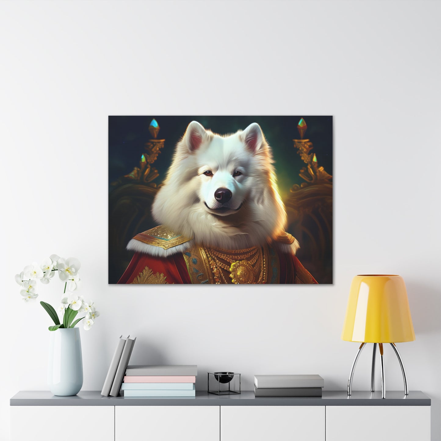 Regal Samoyed Canvas Art, Pet Wall Decor, Dog Portrait, Unique Home Decor, Animal Lover Gift, Noble Canine Wall Art