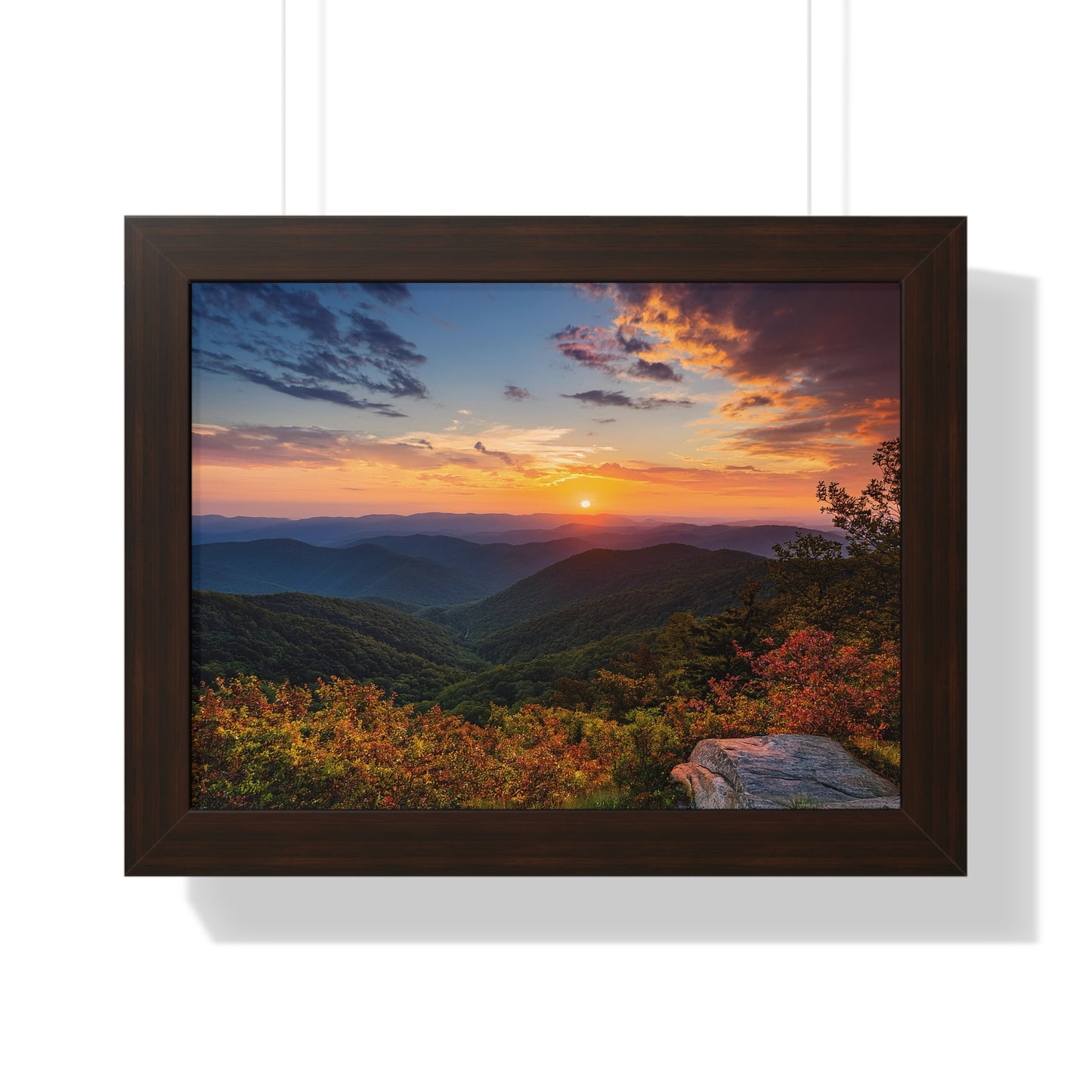 Sunset over Blue Ridge Mountains Fall Landscape Framed Print