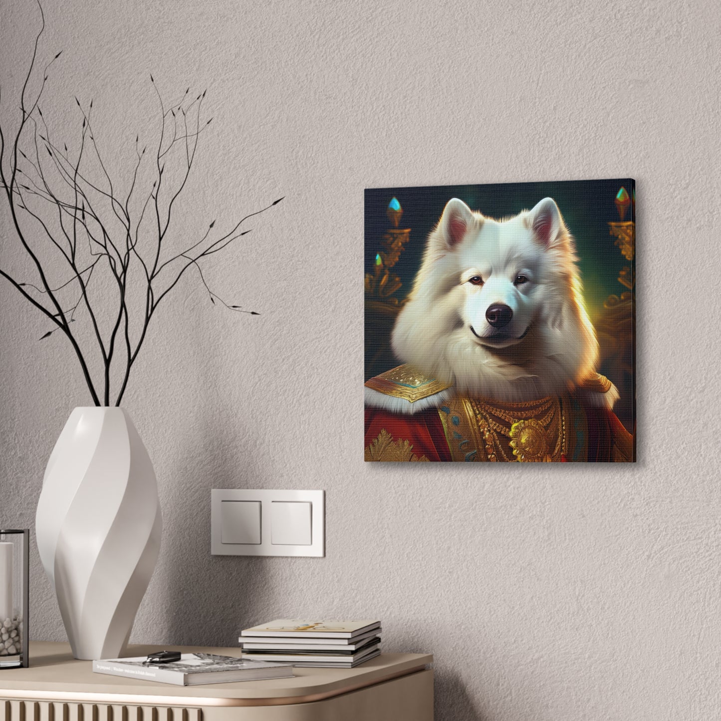 Regal Samoyed Canvas Art, Pet Wall Decor, Dog Portrait, Unique Home Decor, Animal Lover Gift, Noble Canine Wall Art