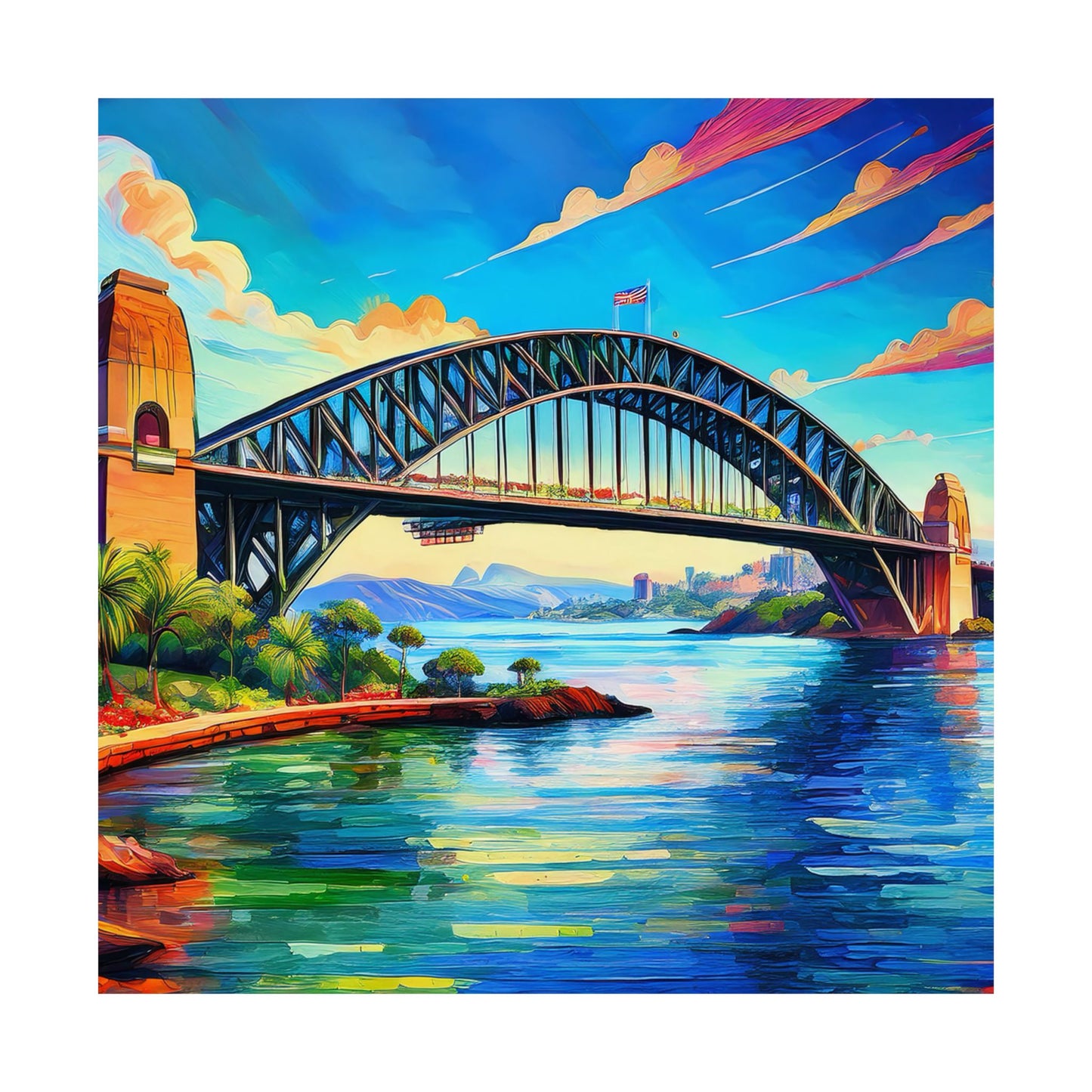 Sydney Harbour Bridge  Australia Painting Print | Wall Art | Wall Print