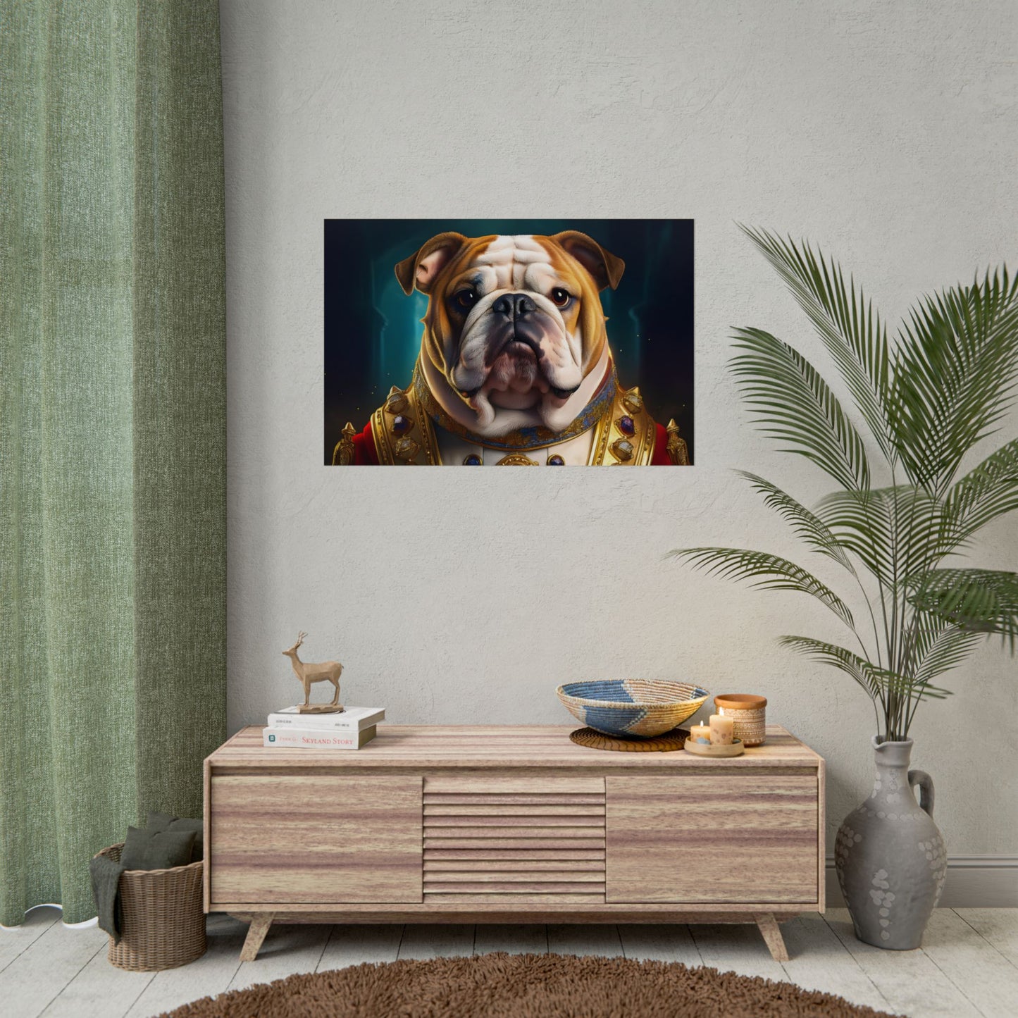 English Bulldog Renaissance  Dog Pet Portrait Print | Wall Art | Wall Print