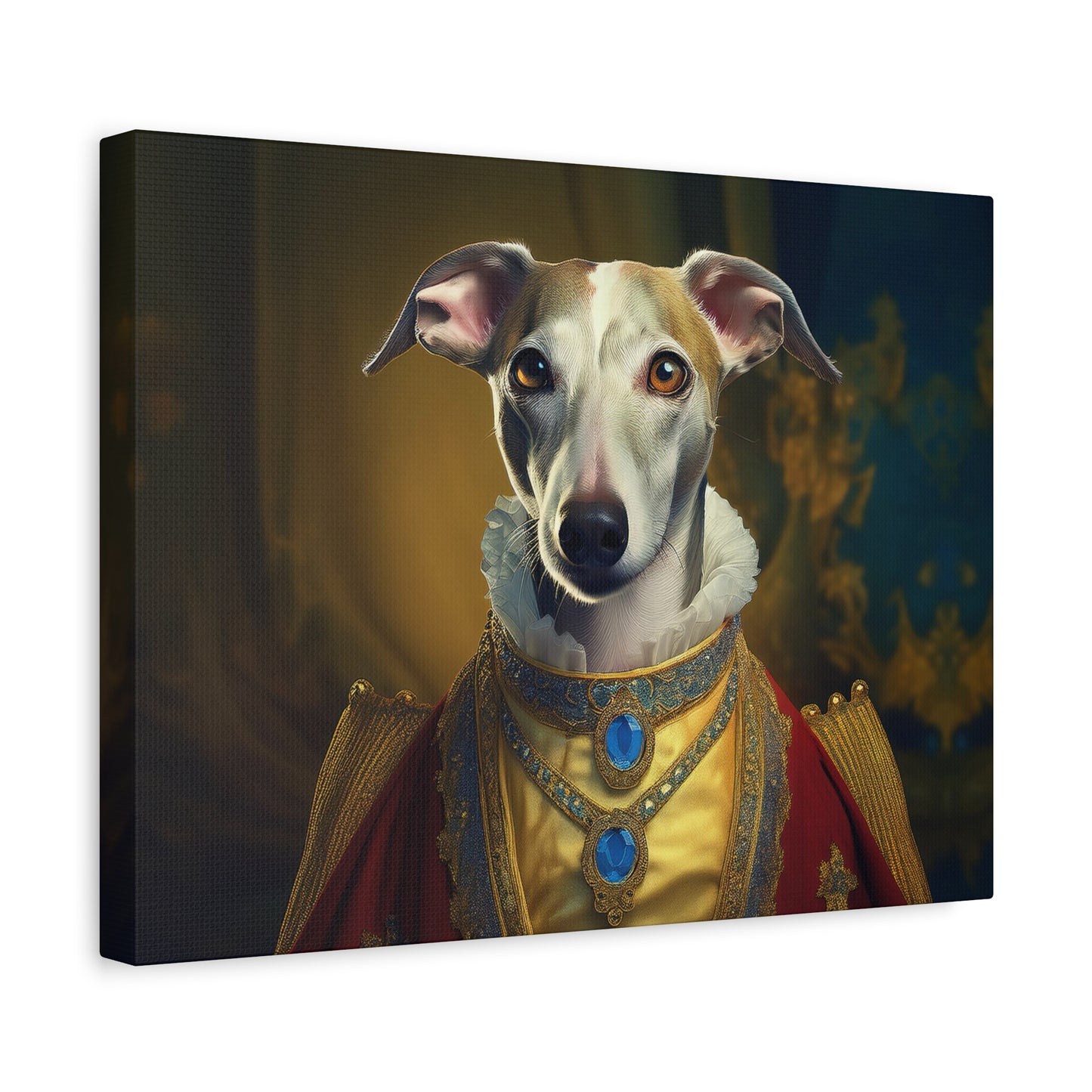 Whippet Renaissance Pet Portrait  Print - Canvas, wall art, wall print, dog portrait, dog art