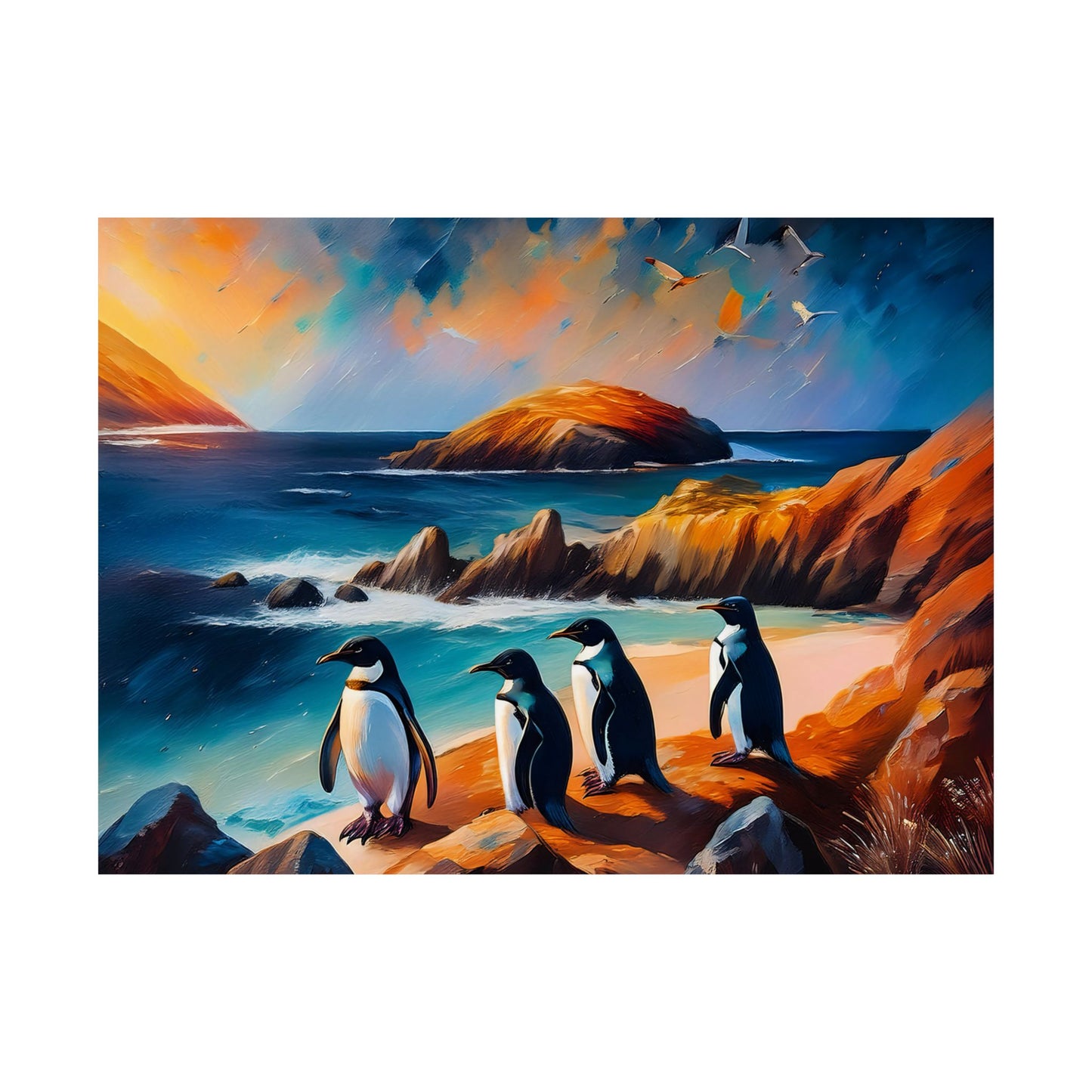 Phillip Island Little Penguins Australia Wall Art | Vibrant Wall Print | Unique Painting Print | Style 2 | Wall Art | Wall Print