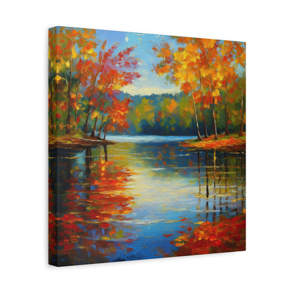 Fall Changing Leaves on a Lake Canvas Print | Style 2 | Wall Art | Wall Print | Fall Decor