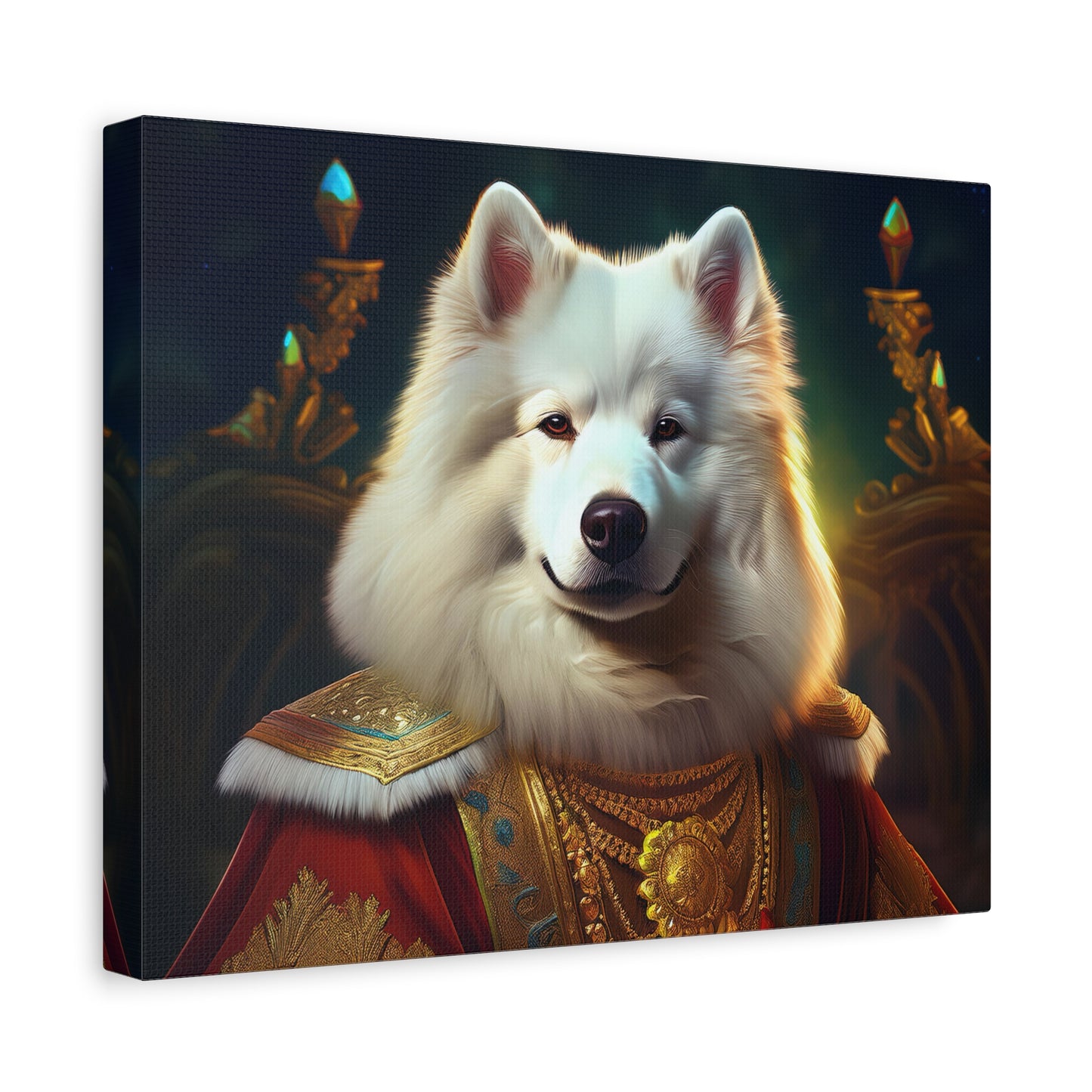 Samoyed Renaissance Pet Portrait on Canvas, wall art, wall print, dog portrait, dog art
