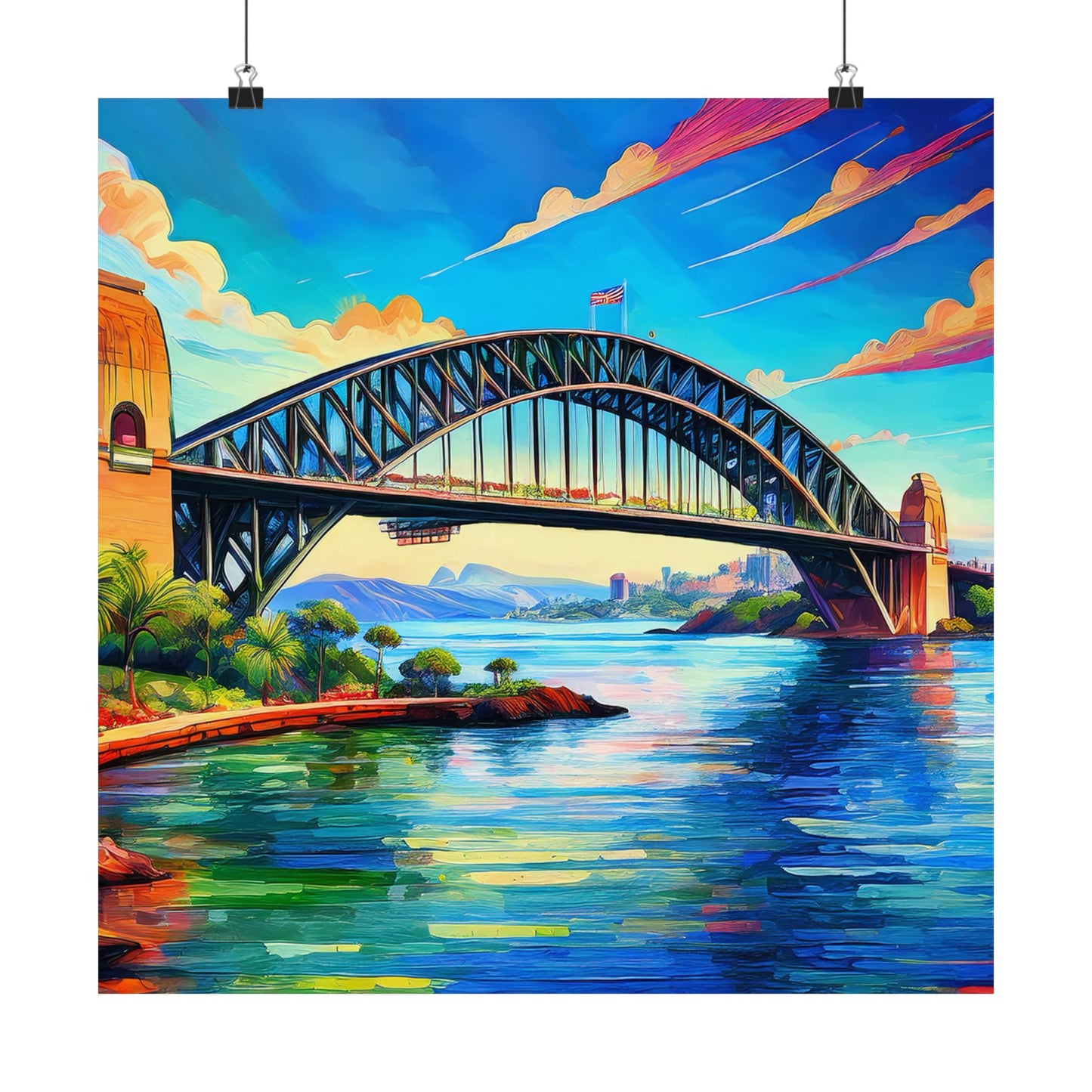 Sydney Harbour Bridge  Australia Painting Print | Wall Art | Wall Print