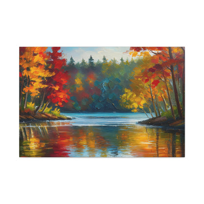 Fall Leaves on the Lake on Canvas | wall art |  wall print