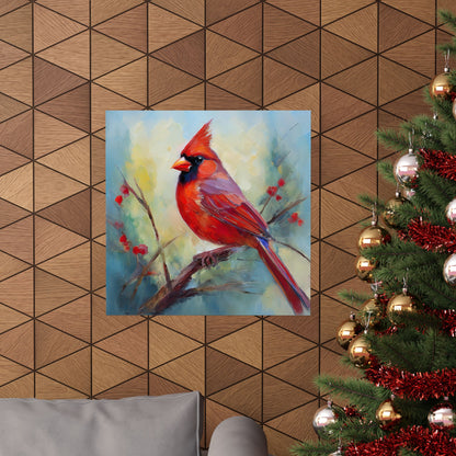 Cardinal Oil Painting Print | Wall Art | Wall Print | Bird Art