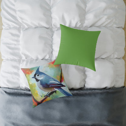 Grey Tufted Titmouse Vibrant Bird Art Throw Pillow, Nature Decor Cushion, Cozy Home Accent, Ideal Gift for Bird Lovers, Living Room or Bedroom Decoration