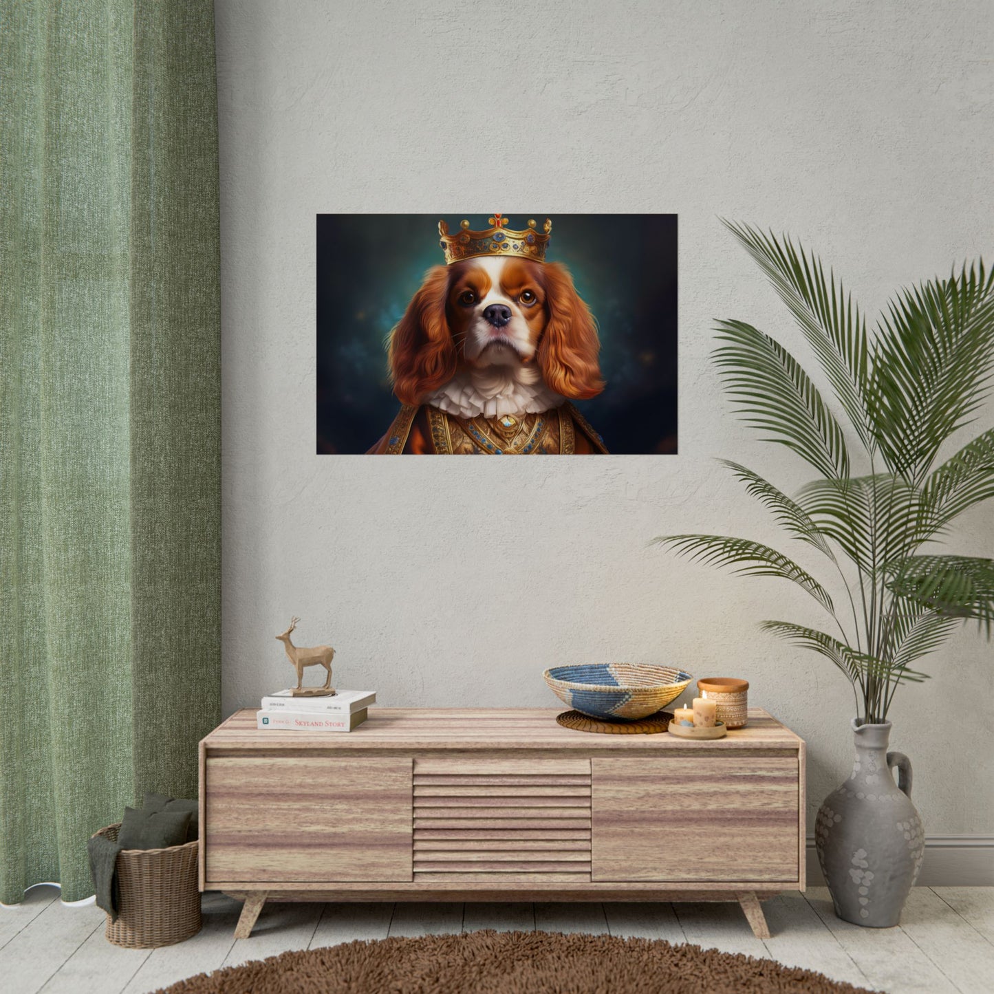 Cavalier King Charles Spaniel Art Pet Portrait Print, Renaissance, Wall Print, Wall Art