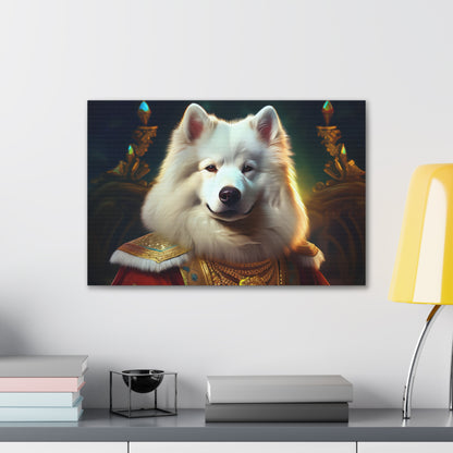 Regal Samoyed Canvas Art, Pet Wall Decor, Dog Portrait, Unique Home Decor, Animal Lover Gift, Noble Canine Wall Art