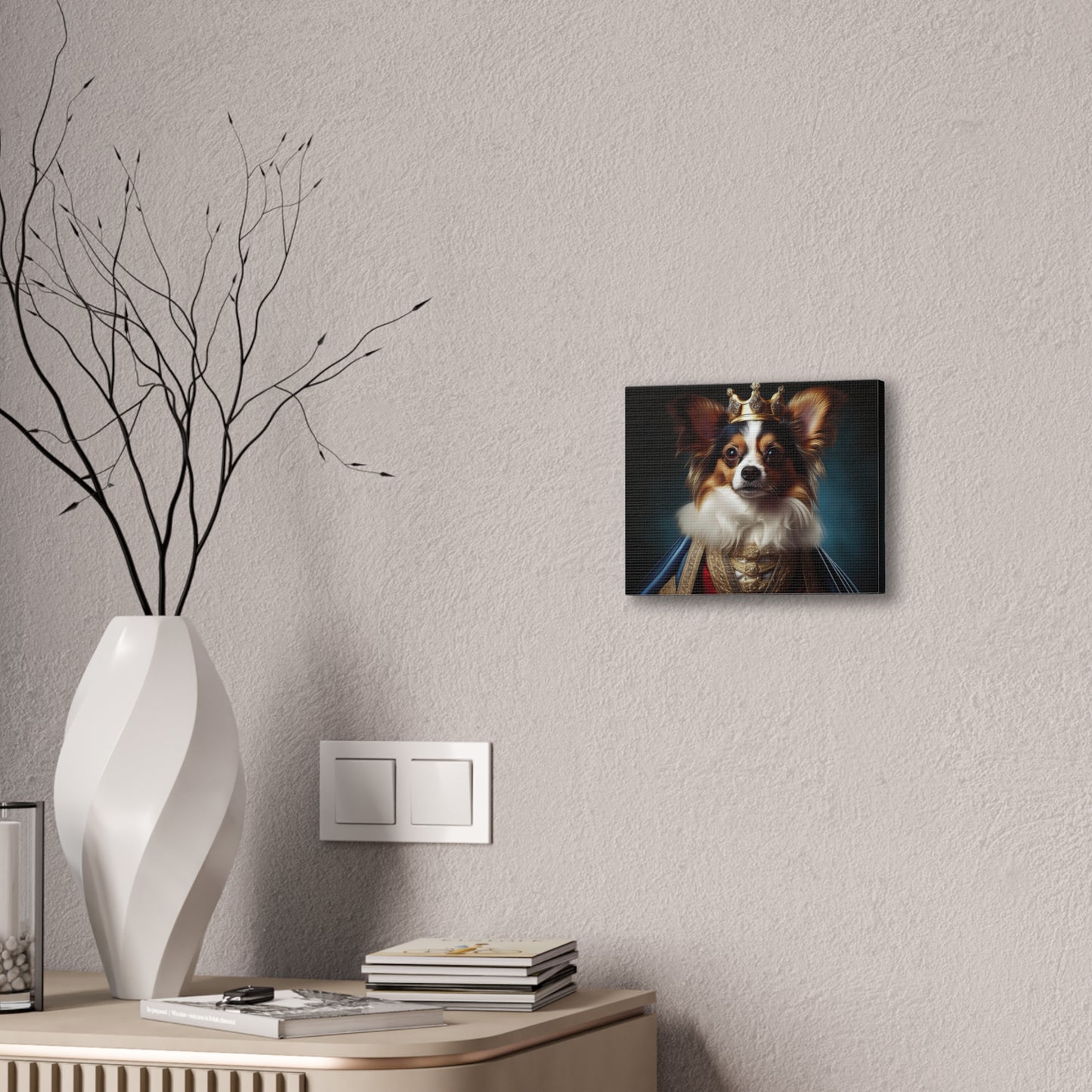 Papillon Pet Portrait Renaissance on Canvas, wall art, wall print, dog portrait, dog art