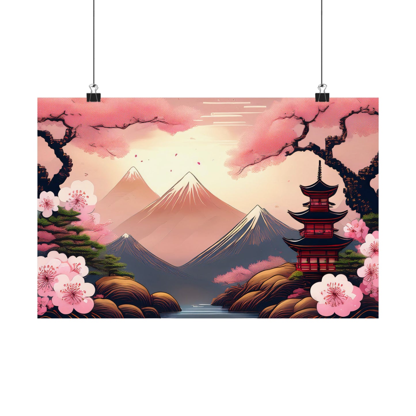 Japanese Cherry Blossom Wall Art Print | Wall Art | Wall Print | Japanese Wall Art