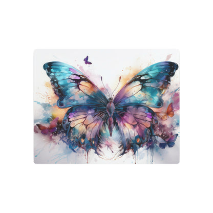 Butterfly Teal and Purple Ink Watercolor Metal Art Sign Print