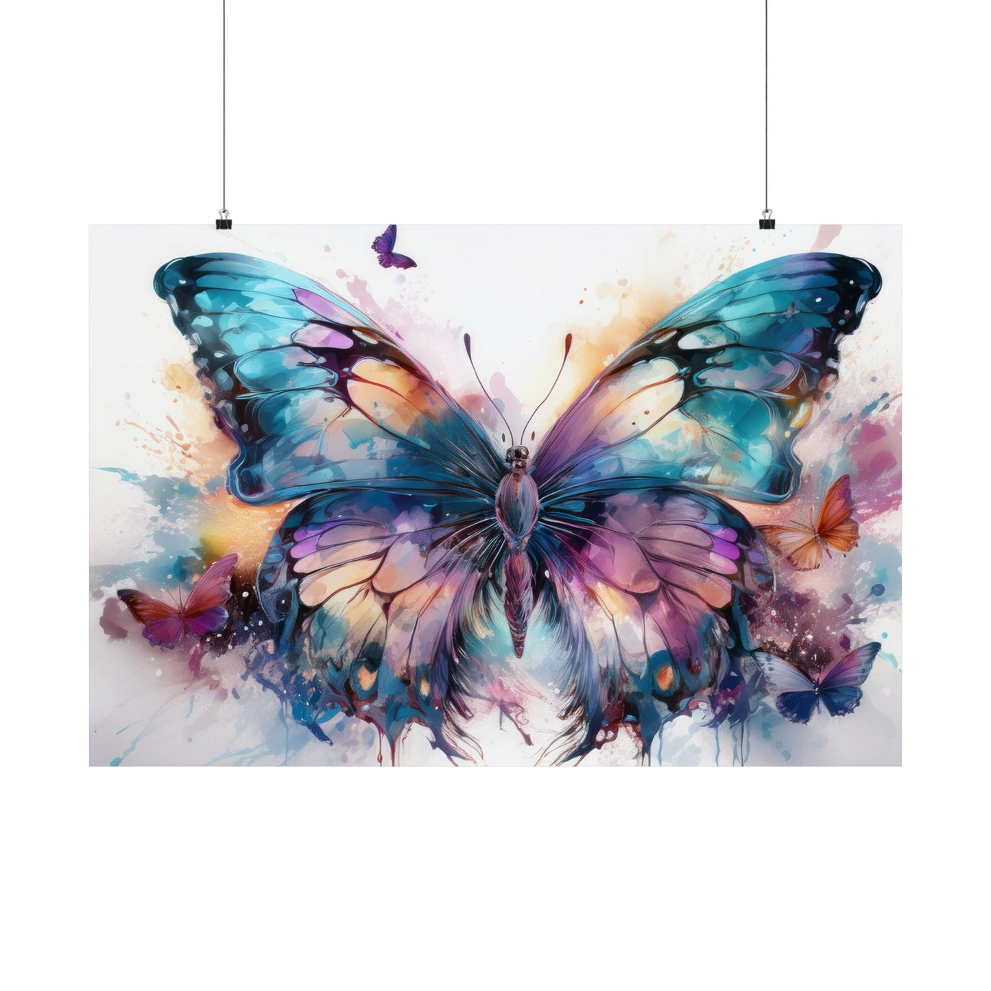 Teal, Orange & Purple Butterfly Alcohol Ink Wall Art | Butterfly wall art | Wall Art | Wall Print