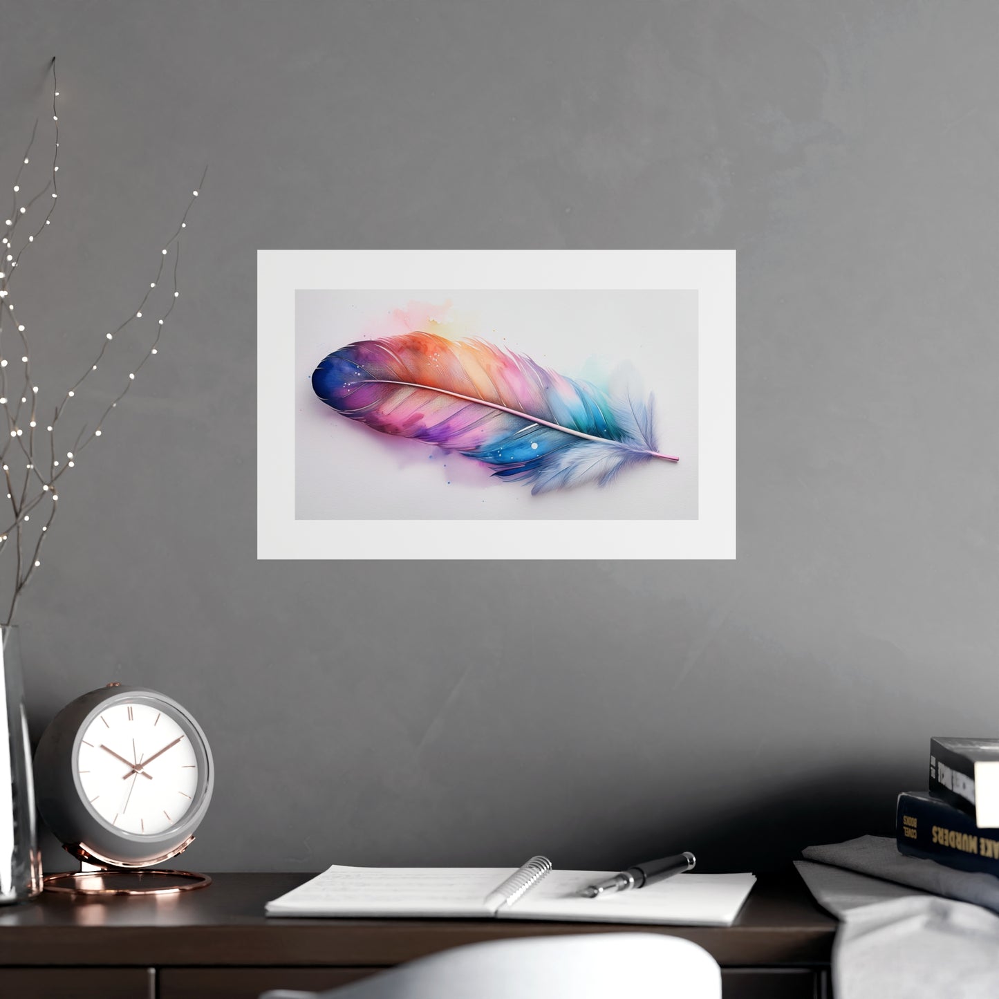 Vibrant Rainbow Feather Watercolor Print - 2 | Elegant Wall Art & Prints | Unique Home Decor | Wall Print | Wall Art