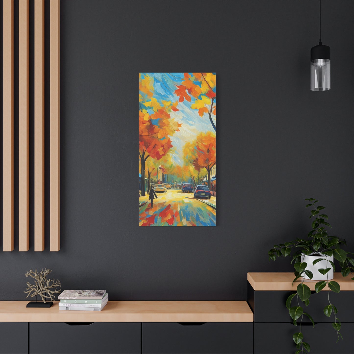 Fall Leaves In the City Painting Canvas Wall Art | Wall Art | Wall Print