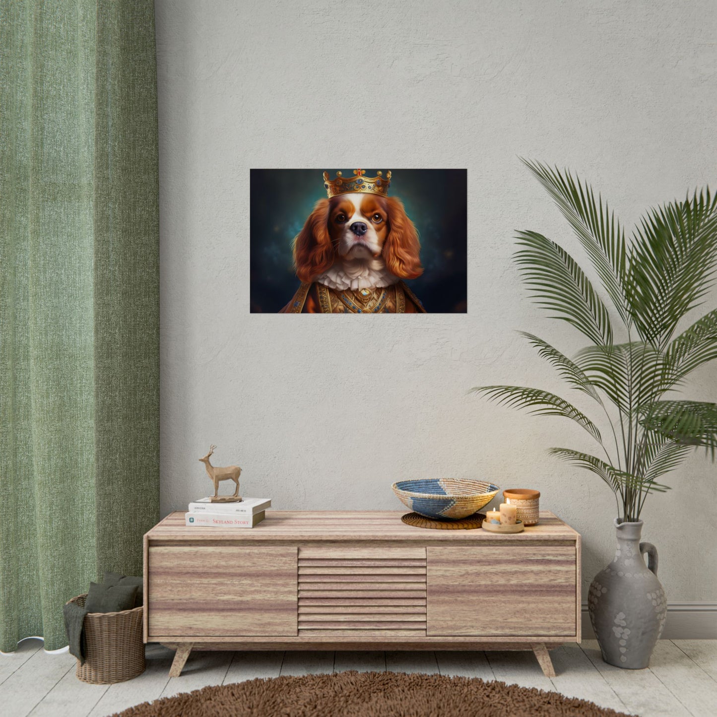 Cavalier King Charles Spaniel Art Pet Portrait Print, Renaissance, Wall Print, Wall Art