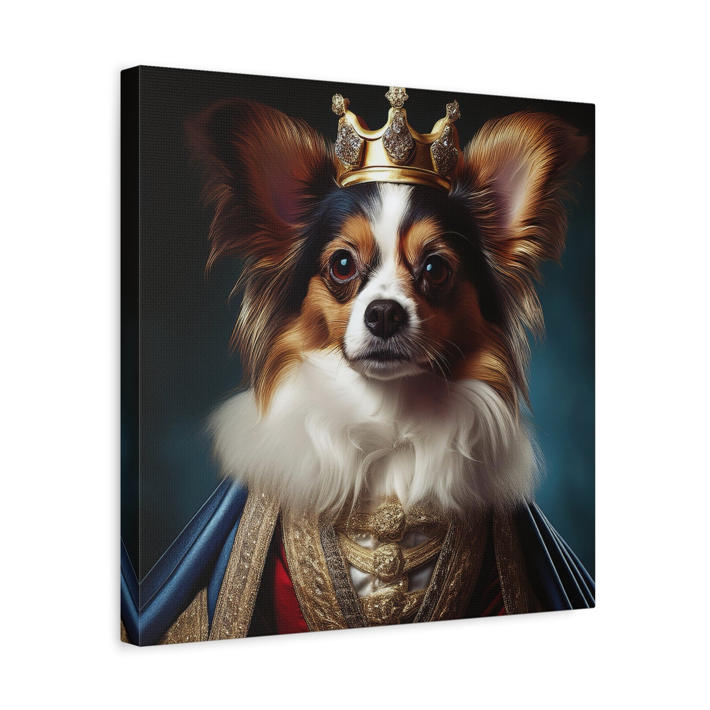 Papillon Pet Portrait Renaissance on Canvas, wall art, wall print, dog portrait, dog art