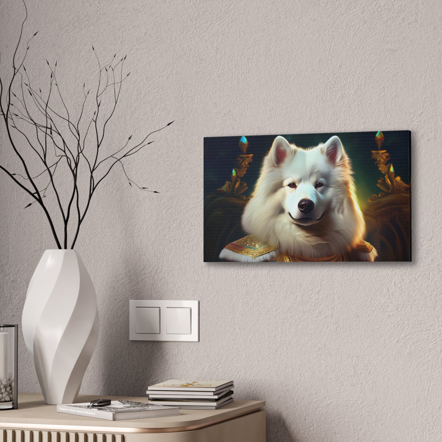 Regal Samoyed Canvas Art, Pet Wall Decor, Dog Portrait, Unique Home Decor, Animal Lover Gift, Noble Canine Wall Art