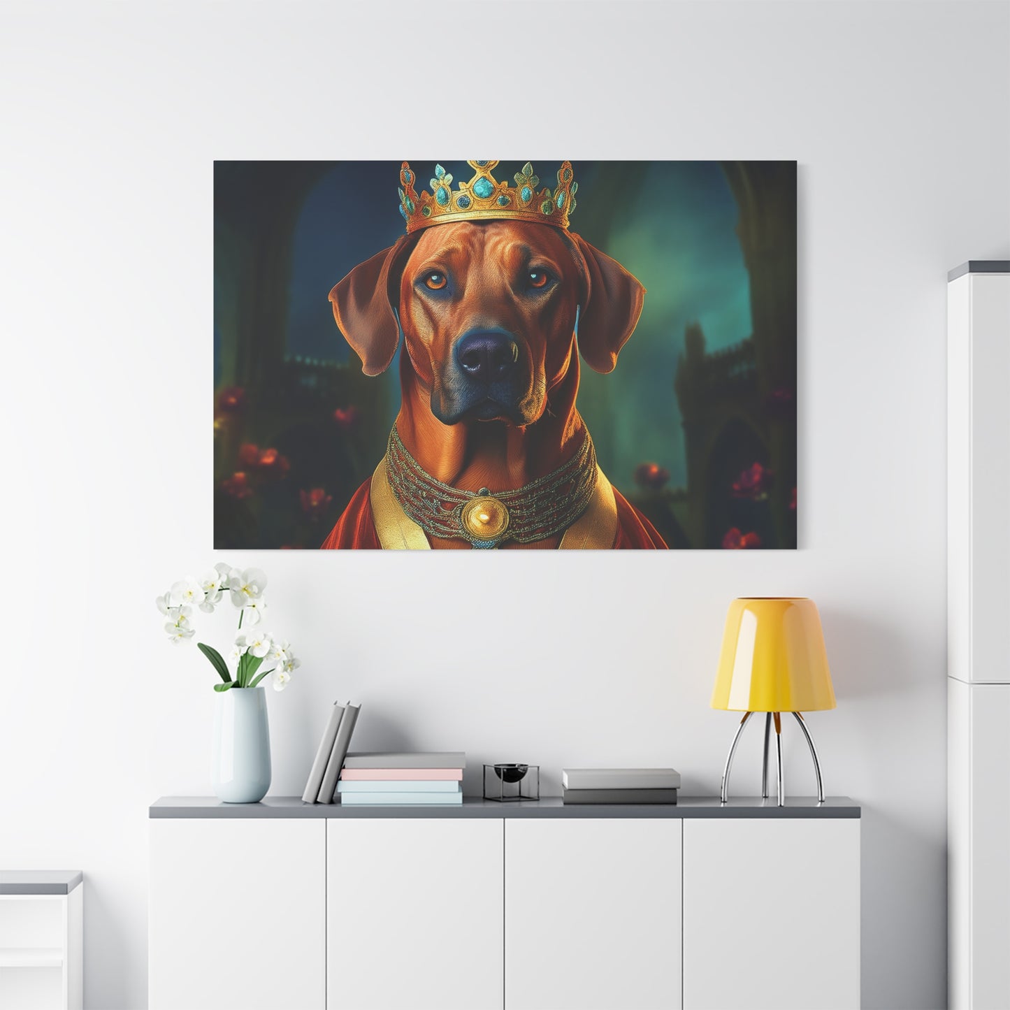 Rhodesian Ridgeback Renaissance Pet Portrait  on Canvas, wall art, wall print, dog portrait, dog art