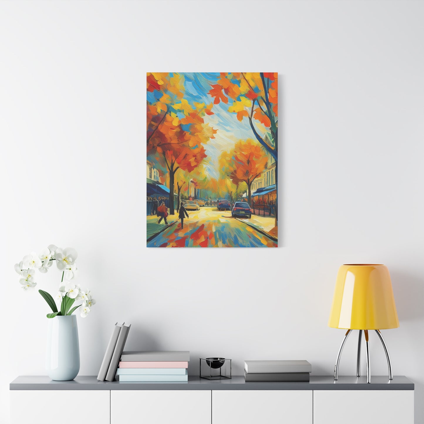 Fall Leaves In the City Painting Canvas Wall Art | Wall Art | Wall Print