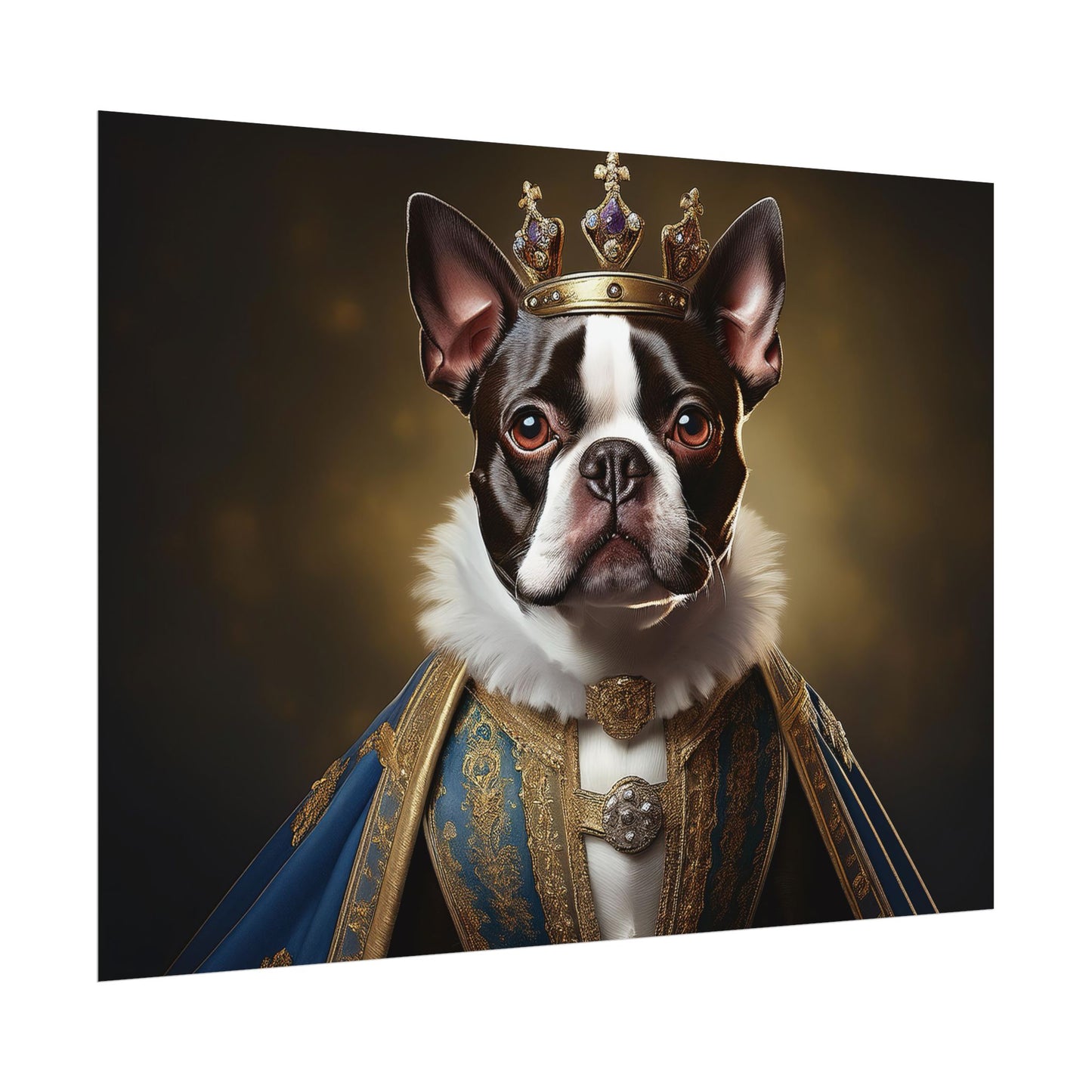 Boston Terrier Renaissance Dog Portrait Art Print, Wall Decor Gift, Animal Lover Home Decor, Dog Wall Art