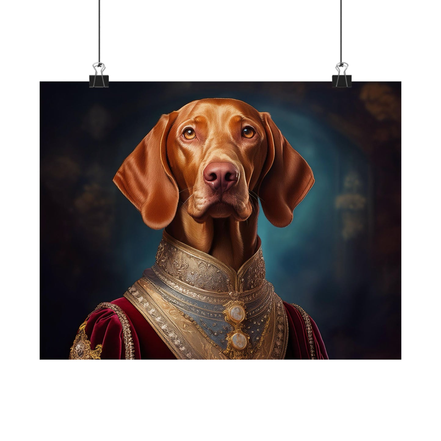 Vizsla Renaissance Pet Portrait Print,  Art Print, Wall Decor,  Animal Print, Dog Wall Art, Wall print, wall art, dog art