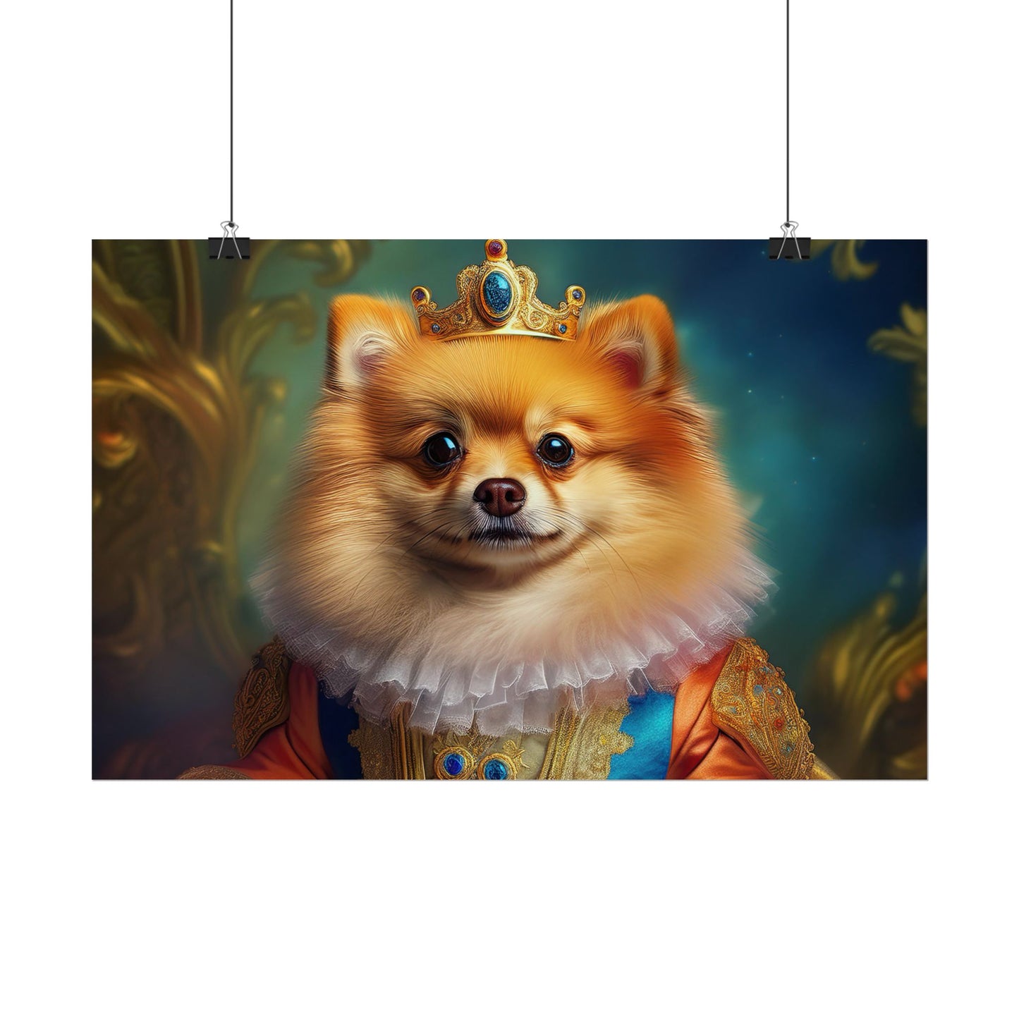 Pomeranian Renaissance Dog Portrait Art Print, Wall Decor Gift, Animal Lover Home Decor, Dog Wall Art