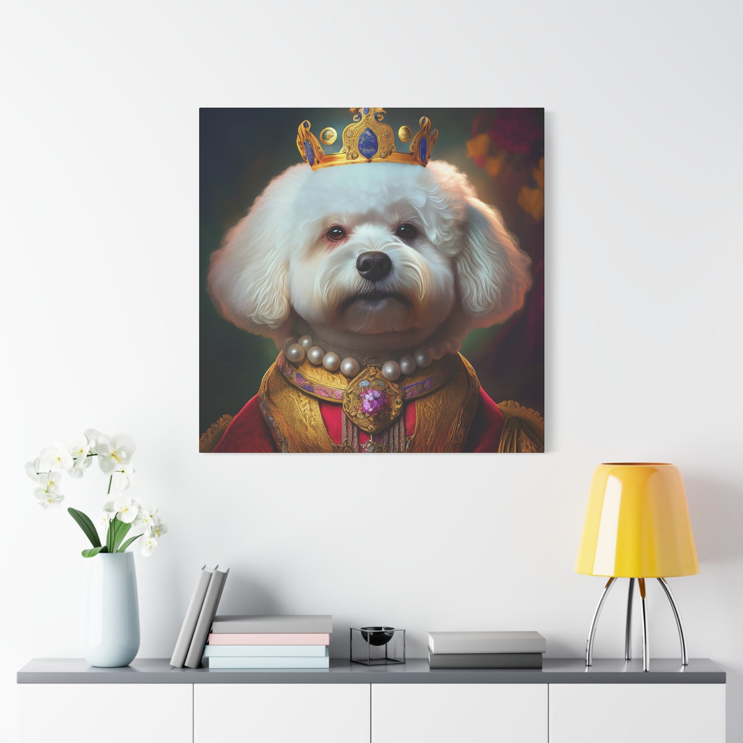 Bichon Frise Renaissance Pet Portrait on Canvas | Wall art | wall print | Dog Art