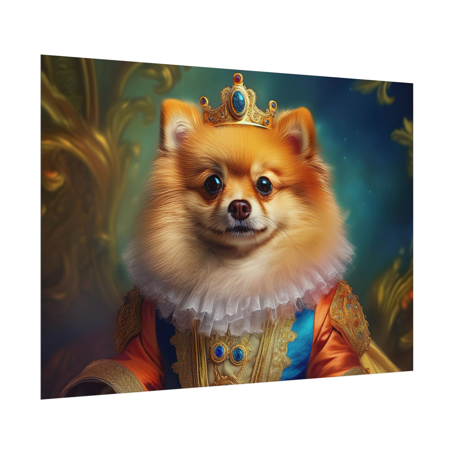 Pomeranian Renaissance Dog Portrait Art Print, Wall Decor Gift, Animal Lover Home Decor, Dog Wall Art