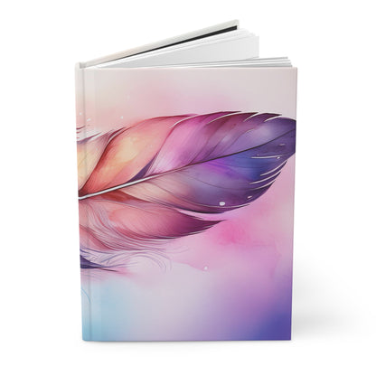 Watercolor Rainbow Feather Hardcover Journal (Style 1) |Writing Notebook, Diary, Sketchbook, Dream Journal