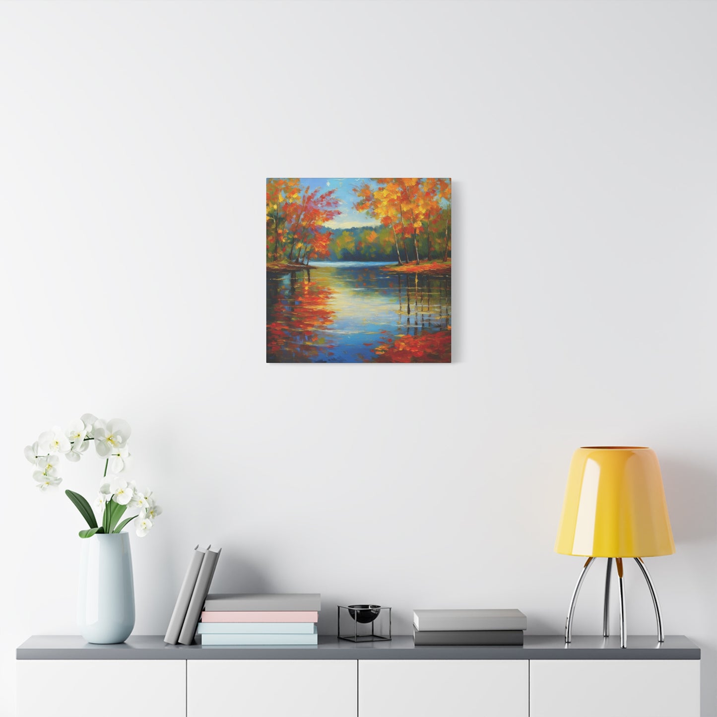 Fall Changing Leaves on a Lake Canvas Print | Style 2 | Wall Art | Wall Print | Fall Decor