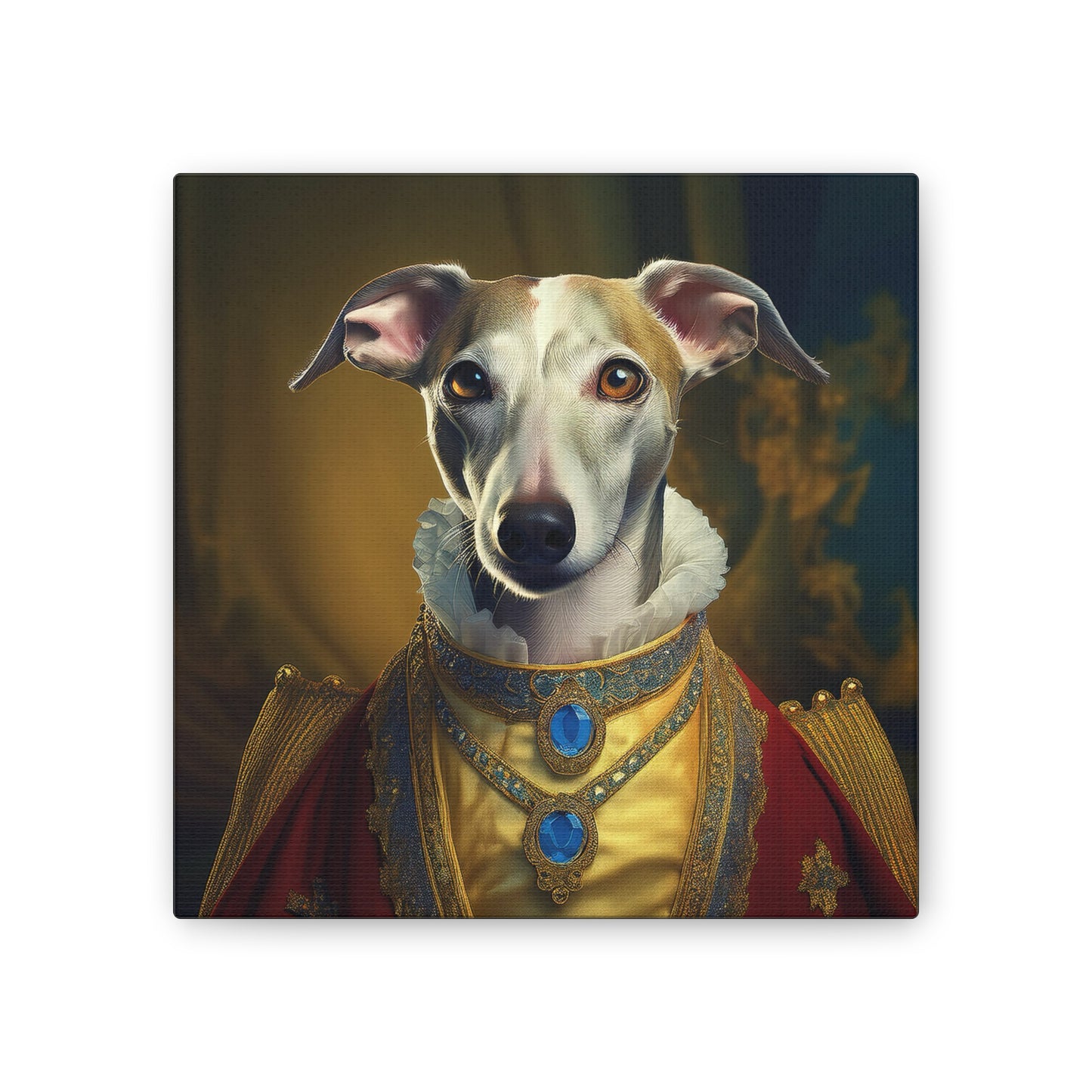 Whippet Pet Portrait Renaissance Print - Canvas, wall art, wall print, dog portrait, dog art