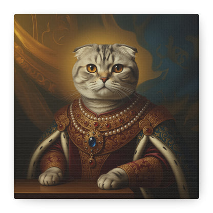 Scottish Fold Renaissance Royal Cat Canvas Art Print, Cat Wall Decor, Pet Lover Gift, Feline Portrait, Home Decoration, Unique Gift for Cat Lovers