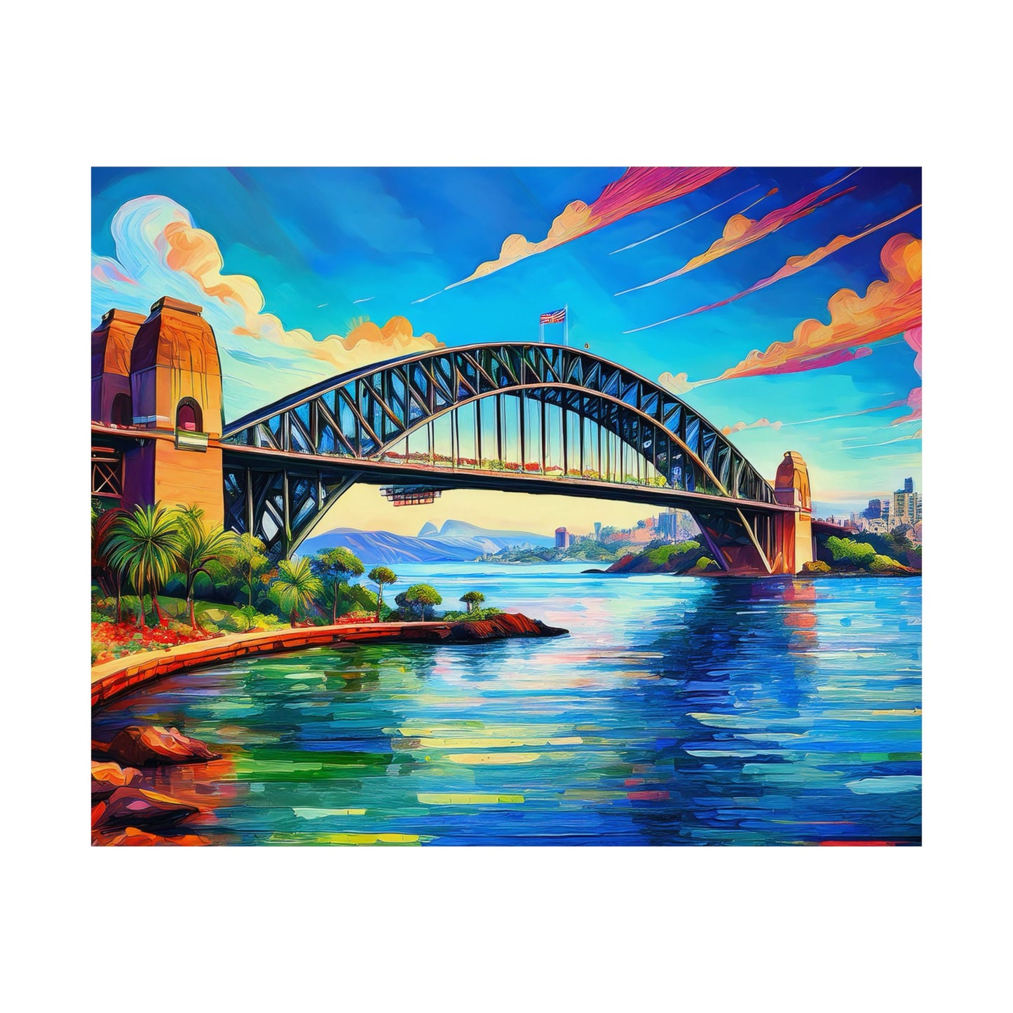 Sydney Harbour Bridge  Australia Painting Print | Wall Art | Wall Print