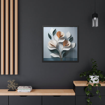 Minimalist Floral Square Framed Print - Blue